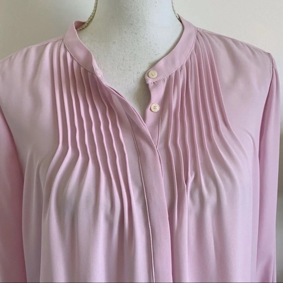 J. Crew • Pastel Purplish Pink Tie Sleeve Blouse - Picture 2 of 6